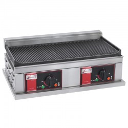 Plaque de cuisson électrique - idéal pour hamburgers duo alimentation -  monophasé (230 v ), forme des plaques - plaque inferieur lisse - Sofraca -  Plaque à snacker pro de table - référence 23122 - Stock-Direct CHR