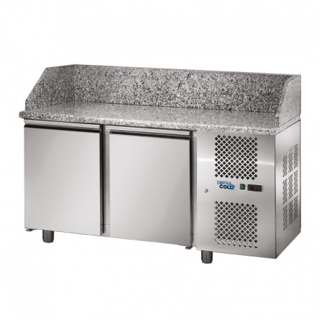 SOFRACOLD - Table à pizza GN 1/1 - Dessus granit - Prof. 750 - 2 portes - 210 L - TPZ2