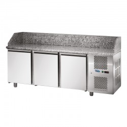 SOFRACOLD - Table à pizza GN 1/1 - Dessus granit - Prof. 750 - 3 portes - 315 L - TPZ3