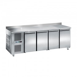 SOFRACOLD - Table réfrigérée positive GN 1/1 avec dosseret - 4 portes - Prof 700 mm - Groupe à gauche - TRG4P-GG