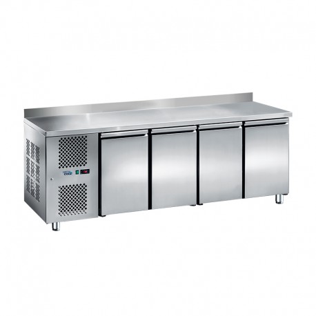SOFRACOLD - Table réfrigérée positive GN 1/1 avec dosseret - 4 portes - Prof 700 mm - Groupe à gauche - TRG4P-GG