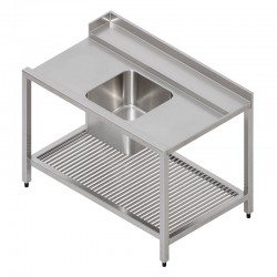 Table avec cuve pour lave-vaisselle à capot - Prof. 750 mm - Accroche à droite - TLEDV120