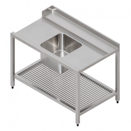 Table avec cuve pour lave-vaisselle à capot - Prof. 750 mm - Accroche à droite - TLEDV120