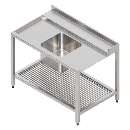 Table avec cuve pour lave-vaisselle à capot - Prof. 750 mm - Accroche à gauche - TLEGV120