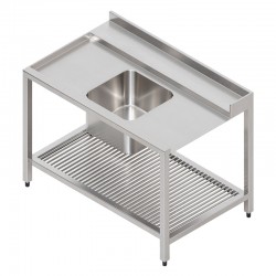 Table avec cuve pour lave-vaisselle à capot - Prof. 750 mm - Accroche à gauche - TLEGVF160