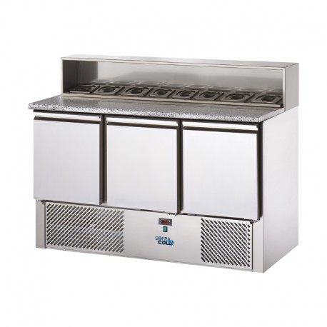SOFRACOLD - Mini table à pizza - Dessus granit - 3 portes - 408 L - TPZM3-2